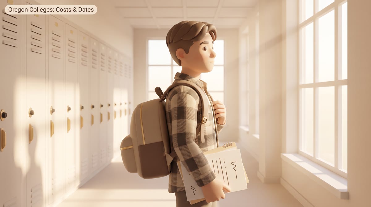 A high school senior in a flannel shirt standing in a locker-lined hallway in low October sunlight, 